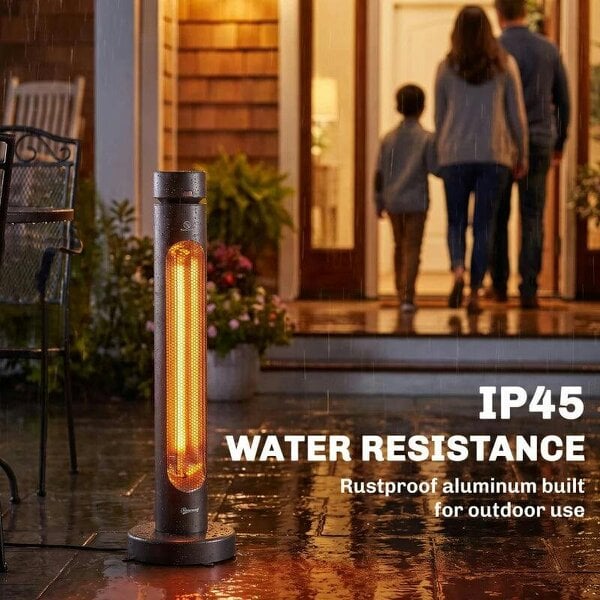 Bobobiy 2000 W Electric Infrared Patio Heater, Free Standing Oscillating Outdoor Garden Heater with Knob/Remote Control, Black