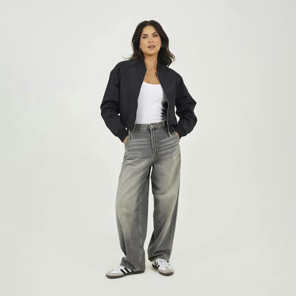 Brave Soul Black Oversized Sleeve Bomber Jacket - Black Image 3