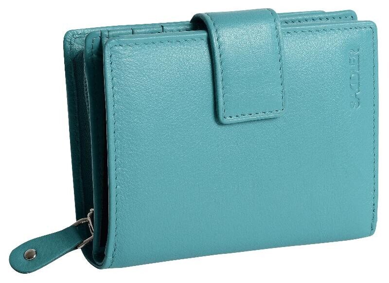SADDLER EMILY Handmade Leather Mid-Size Wallet – RFID Protected | 10 Card Slots, Secure Tab Closure & Zipped Coin Pocket | Gift Boxed - Teal