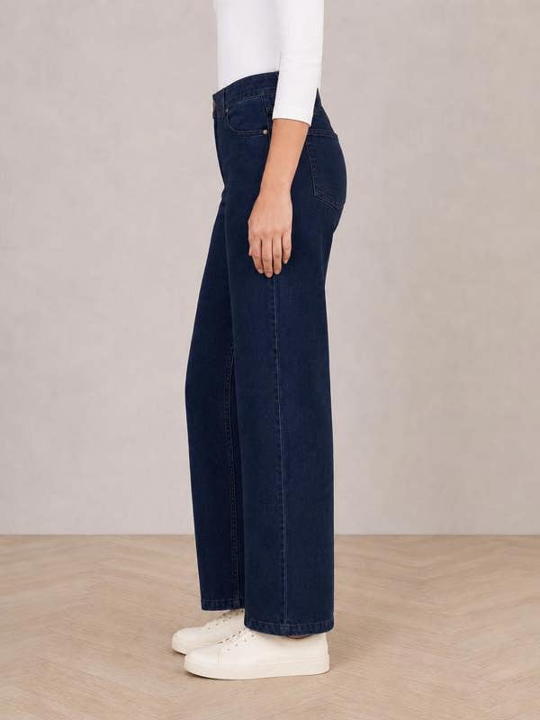 PennyPlain 5 Pocket Wide Leg Denim - Denim Wash