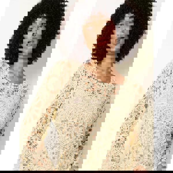 Blue Vanilla Crochet Top With Flared Sleeves