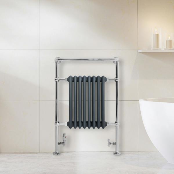 Monstershop Traditional Heated Towel Rail Radiator – 950mm x 660mm  – Anthracite Grey