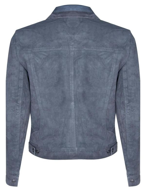 Infinity Leather Mens Suede Trucker Shirt Denim Leather Jacket
