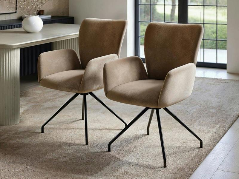 SOLACE+CO Kora Mocha Swivel Dining Chair Set of 2