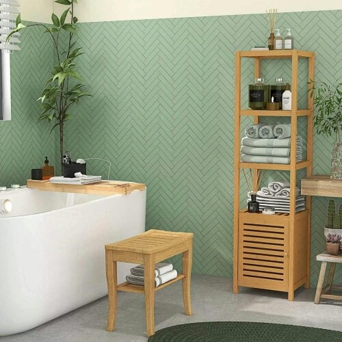 Extendable Bamboo Bathtub Shelf Rack Bath Caddy Tray Bathroom Storage
