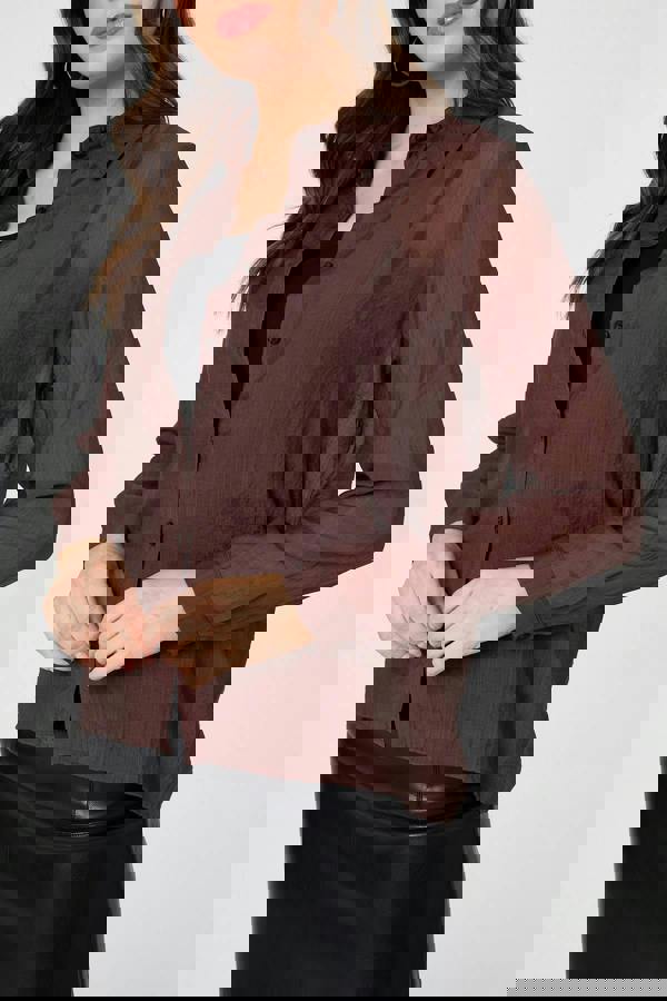 Brown | Long Sleeve Button Front Shirt 