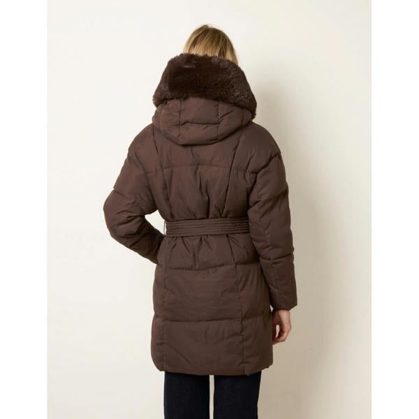 Blue Vanilla Faux Fur Hood Short Puffer Coat
