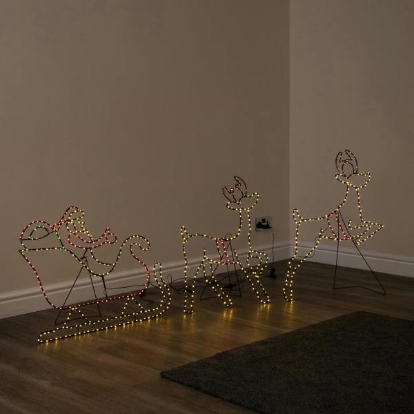 Samuel Alexander Santa’s Sleigh & Reindeer Light Up Christmas Silhouette with 662 LEDs