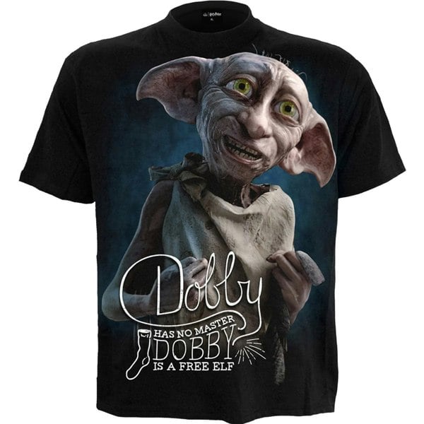 Spiral Direct Unisex Adult Dobby Harry Potter Short-Sleeved T-Shirt - Black