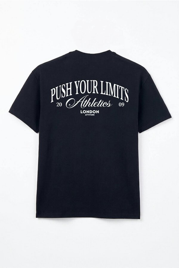 London Attitude Push Your Limits Oversized Heavyweight T-Shirt in White Print