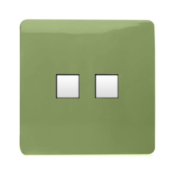 Trendi Switch 2 Gang RJ45 Cat 6 Modern Designer PC Ethernet Socket in Moss Green