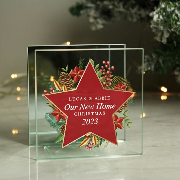 Personalised Memento Company Personalised Christmas Glass Tea Light Candle Holder