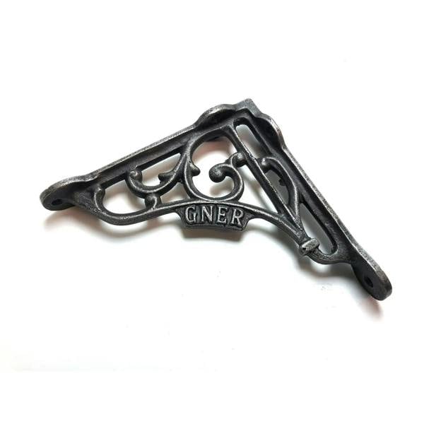 Pair of Antique Cast Iron 'GNER' Railway Victorian Style Shelf Brackets 