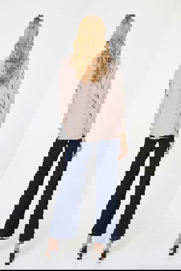 Beige | Floral Sparkle Batwing Sleeve Jumper
