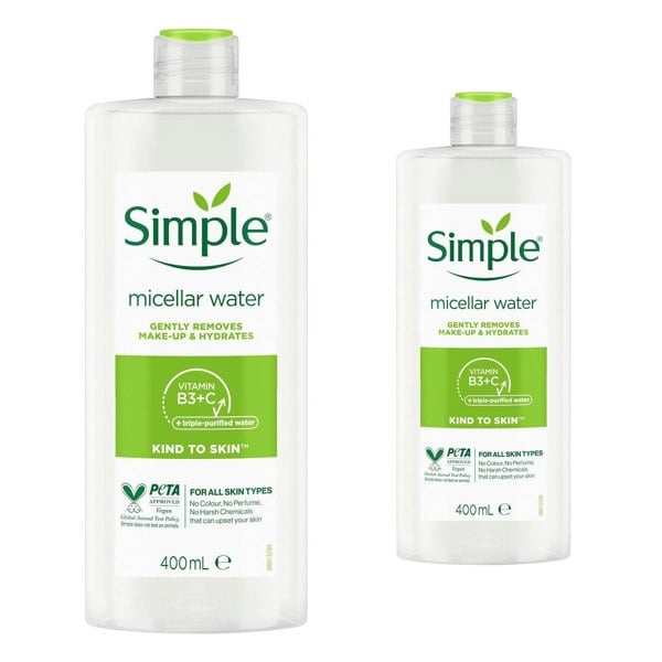 Simple Kind to Skin Make-Up Remover Micellar Cleansing Water 400ml, 2 Pack