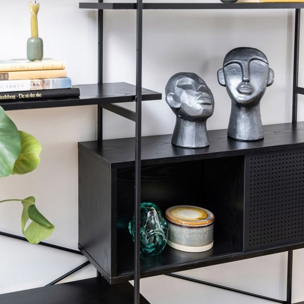 Furniture To Go Angus Bookcase with 1 Sliding Door & 5 Shelves in Black