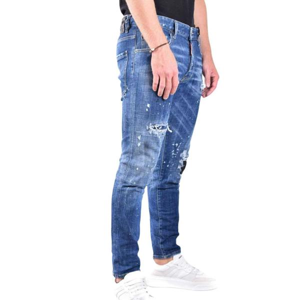 DSQUARED2 Skater Jean Destroyed Reinforced Paint Splash Effect Blue Jeans W30