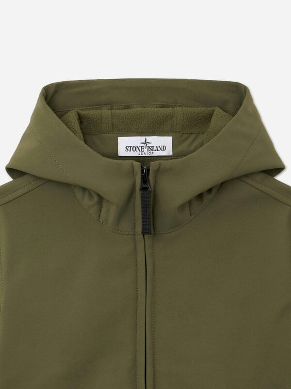 Stone Island Junior Stone Island Boys Soft Shell-R E.Dye Technology Hooded Jacket in Green