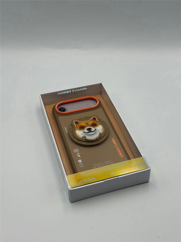 Nimmy Friends Nimmy Glasses Cool Dog Face Case with Detachable MagSafe Grip Stand for iPhone 17 Air 6.5" Brown Orange - N-YJKM-CXZJ-IP17-AIR-012