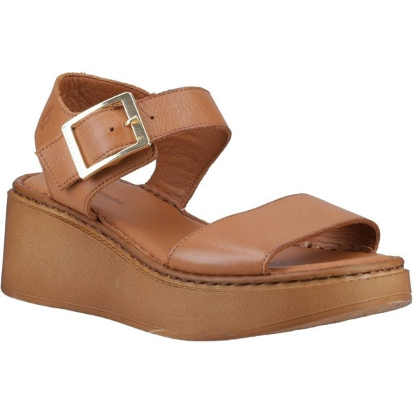 Hush Puppies Beatrix Wedge Leather Women's Sandals - Tan