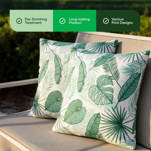 Gardenwize Pair of Outdoor Scatter Cushions – Botanical Leaf Design