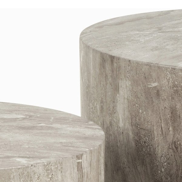 Furniture To Go Dice Round Coffee Table Set in Grey Marble Effect