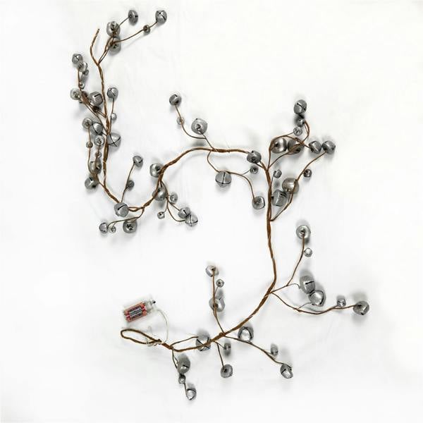 150cm Silver Hanging Garland Decoration with 20 Warm White LEDs, PVC, Battery Operated image 5