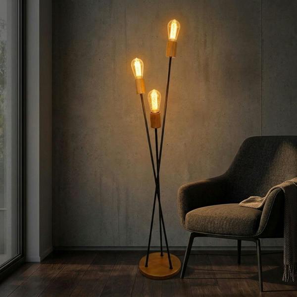 Garden Greatness Triple Industrial Cross-Over Floor Lamp
