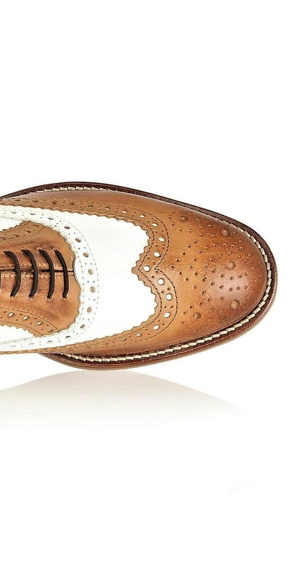 Gatsby Junior Brogues Tan/White, Shoes, London Brogues  - London Brogues