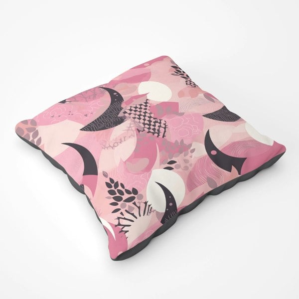 Warren Reed Abstract Pink Moon Pattern Floor Cushion