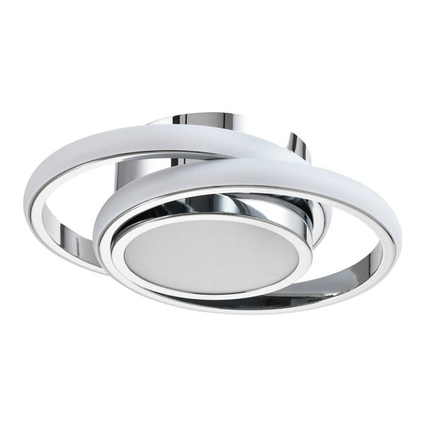 Modern LED Ceiling Light with Chrome Rings and Central Downlighter Image 1