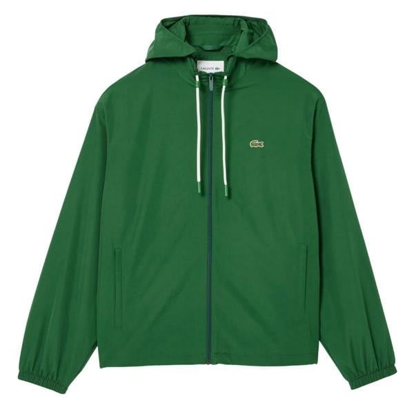 Lacoste Mens Detachable Hood Sports Jacket - Green - 