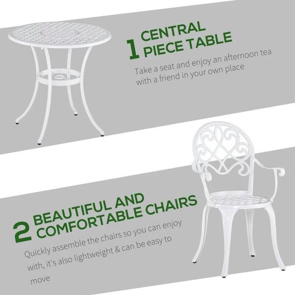 Three-Piece Elegant Aluminium Garden Set - White