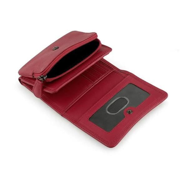 open  view of red soft leater purse giorgia verona