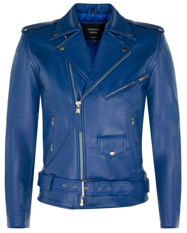 Infinity Leather Mens Cow-Hide Black Brando Jacket -Venice