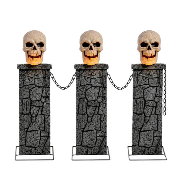 Samuel Alexander 90cm x 1.2m Battery Powered Light Up Halloween Skull Fence with LEDs