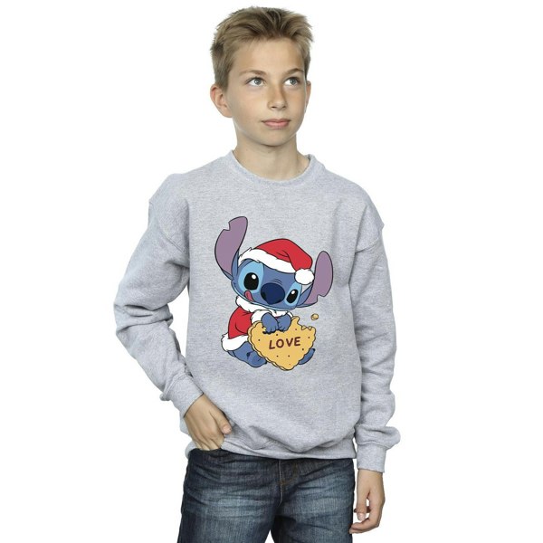 Disney Boys Lilo And Stitch Christmas Love Biscuit Sweatshirt - Sports Grey