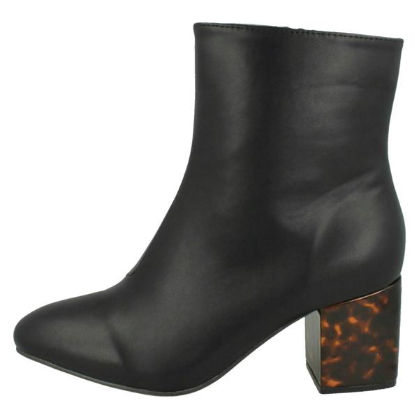 Spot On Ladies Spot On Block Mottled Heel Ankle Boots