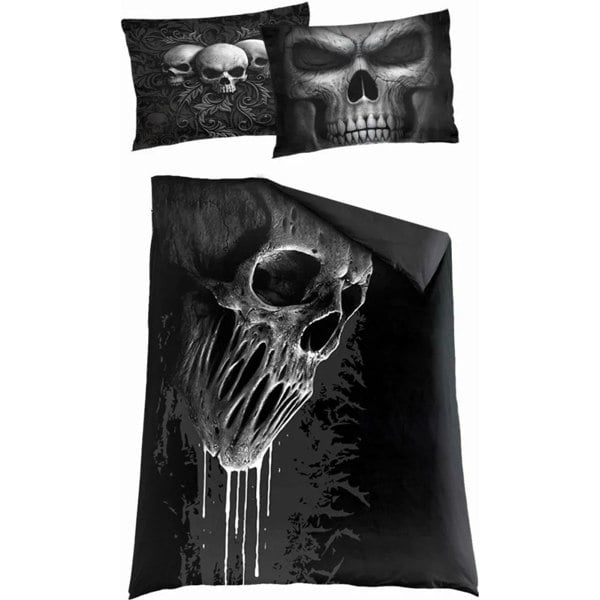 Spiral Direct Skull Scroll Duvet Cover Set - Black