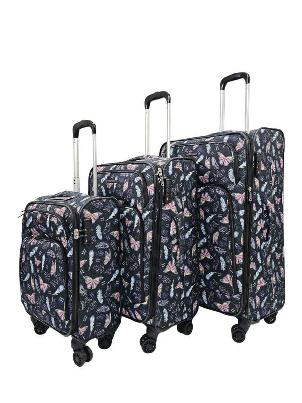 Eagle Luggage Lightweight Print Suitcases 8 Wheel Luggage Travel Soft Bags Set