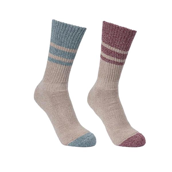 Trespass Womens/Ladies Hadley Hiking Boot Socks (2 Pairs) - Spruce Green/Dark Cherry - 