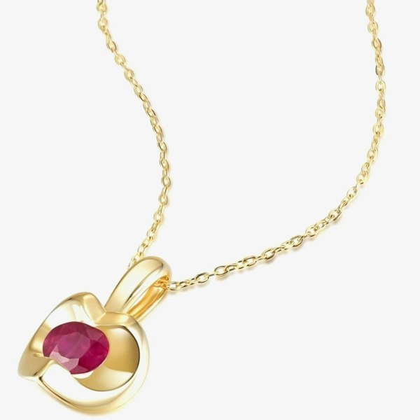 T. H. Baker 9ct Yellow Gold Ruby Heart Necklace PP20238