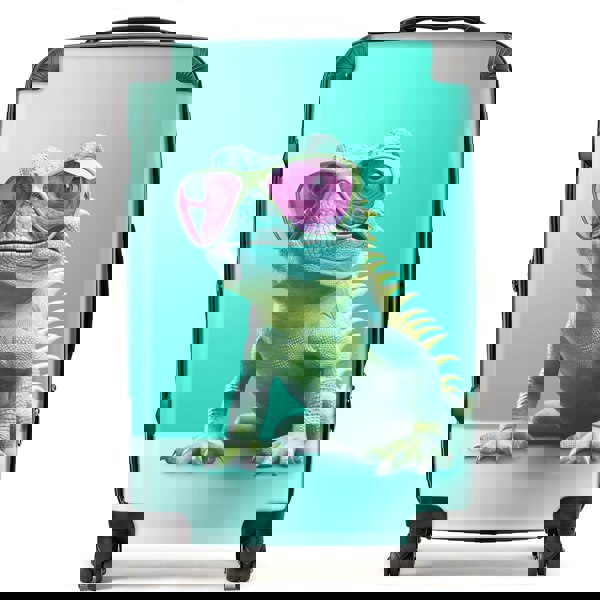 Warren Reed Happy Splashart Iguana Wearing Glasses Suitcase