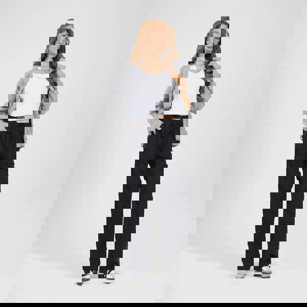 Brave Soul Black High Waisted Wide Leg Trousers - Black Image 3