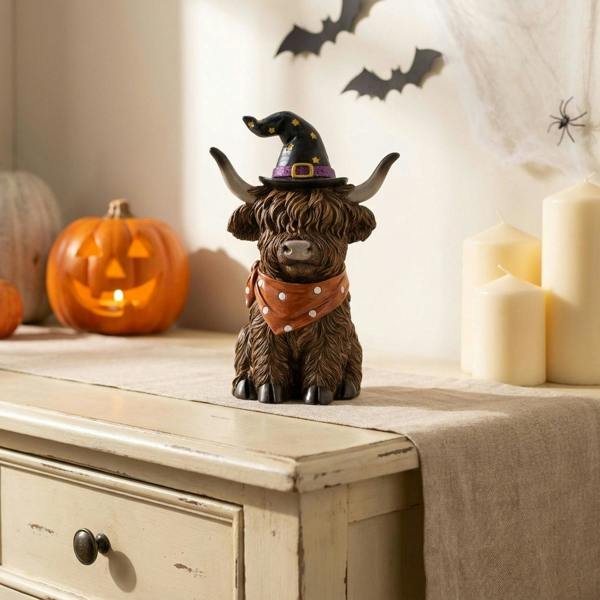 Garden Greatness Halloween Spooky Highland Cow Ornament