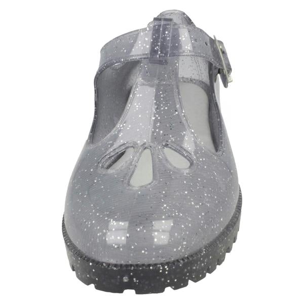 Spot On Ladies Spot on T-Bar Jelly Shoe with Cut Out Flower Detail