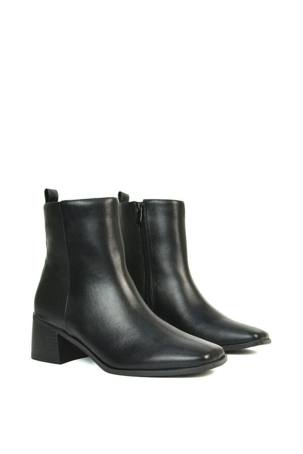 XY LONDON Square Toe Low Heel Ankle Booties With Block Heel