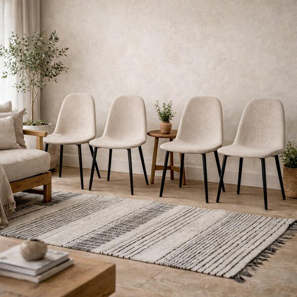 Wyld Haus Set of 4 Havdrup Beige Upholstered Dining Chairs