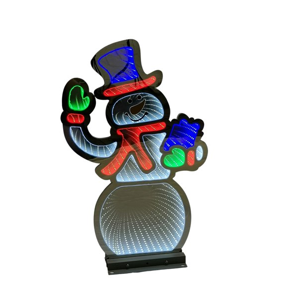 Samuel Alexander 56cm Infinity Light up Standing Snowman Christmas Decoration with Multi-Coloured LEDs on Metal Base
