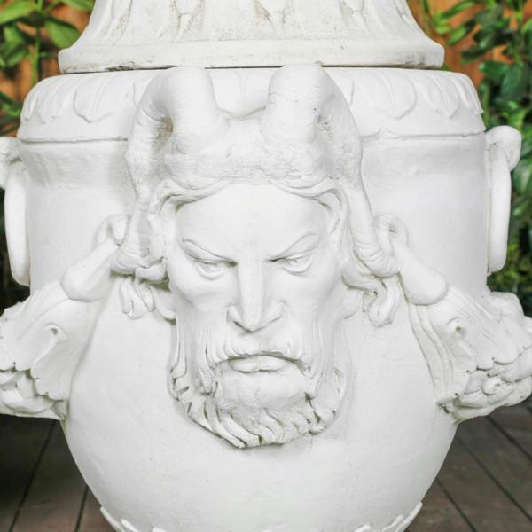 Pair of Urns With Mythical Horned Man Design 
